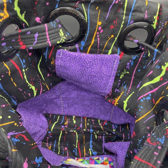 Hand Crafted Bucket Tote Bag Black w/Neon Paint Splatter Soft Fabric Artsy Boho - Picture 7 of 9